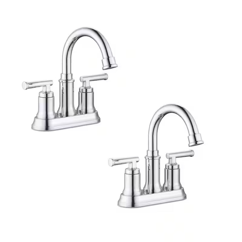 4 in. Centerset Double-Handle High-Arc Bathroom Faucet Polished Chrome 2-Pack L488