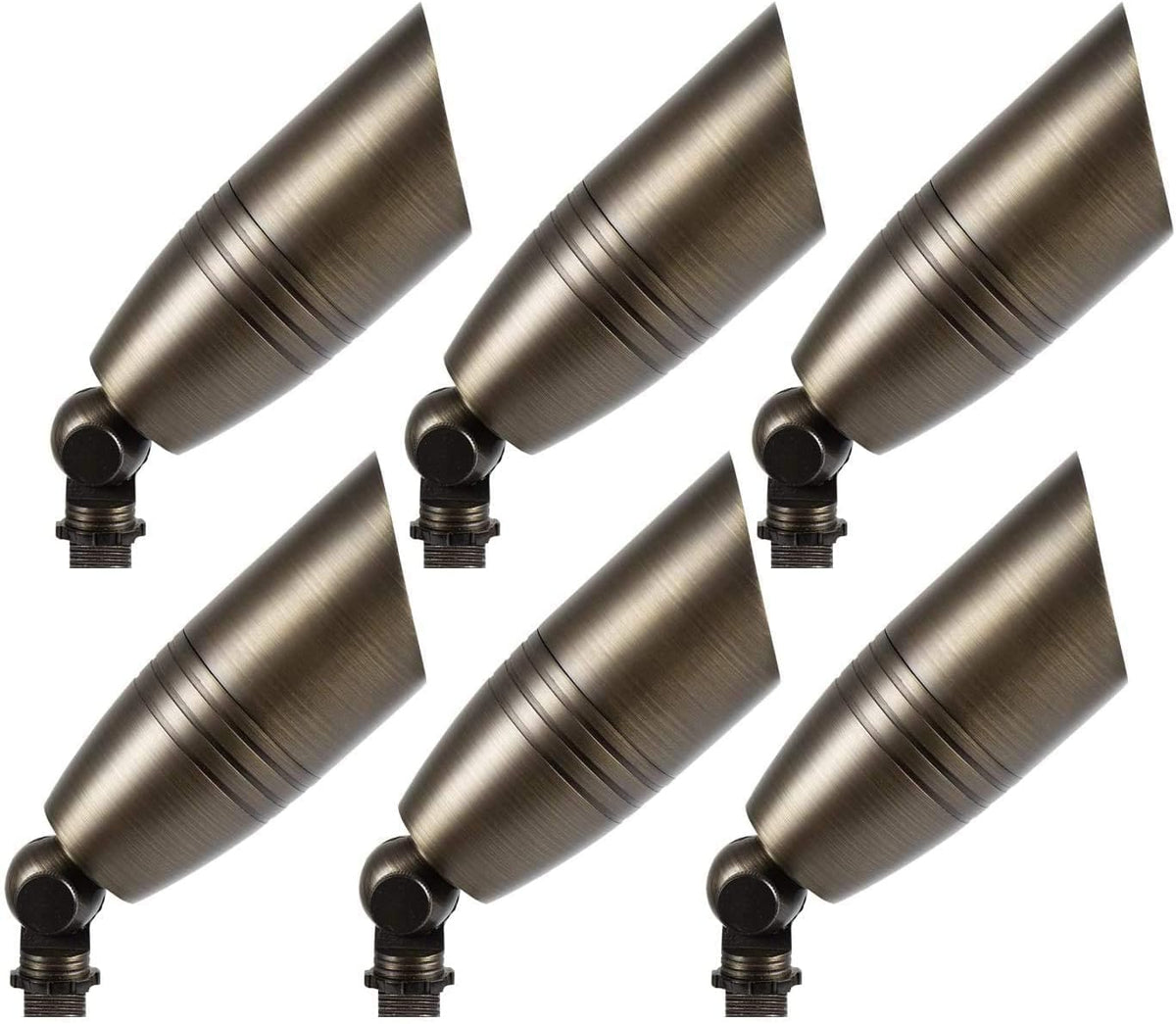 Solid Brass 6 Packs 12V Low Voltage Waterproof Landscape Spotlight M242563
