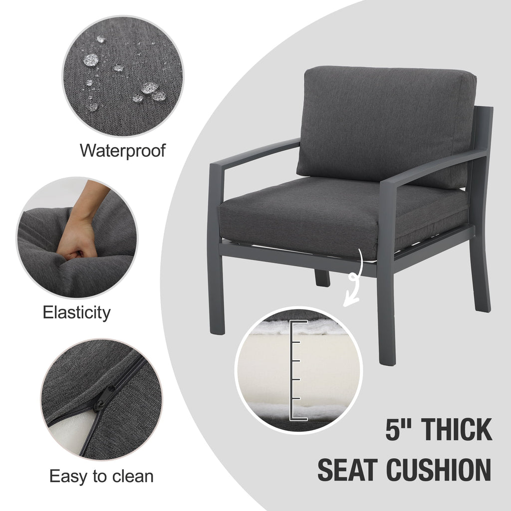 4 Piece Metal Patio Furniture Set with Cushions V230151