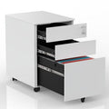 White 3-Drawer Mobile Metal Lockable File Cabinet with Keys and Casters T326295