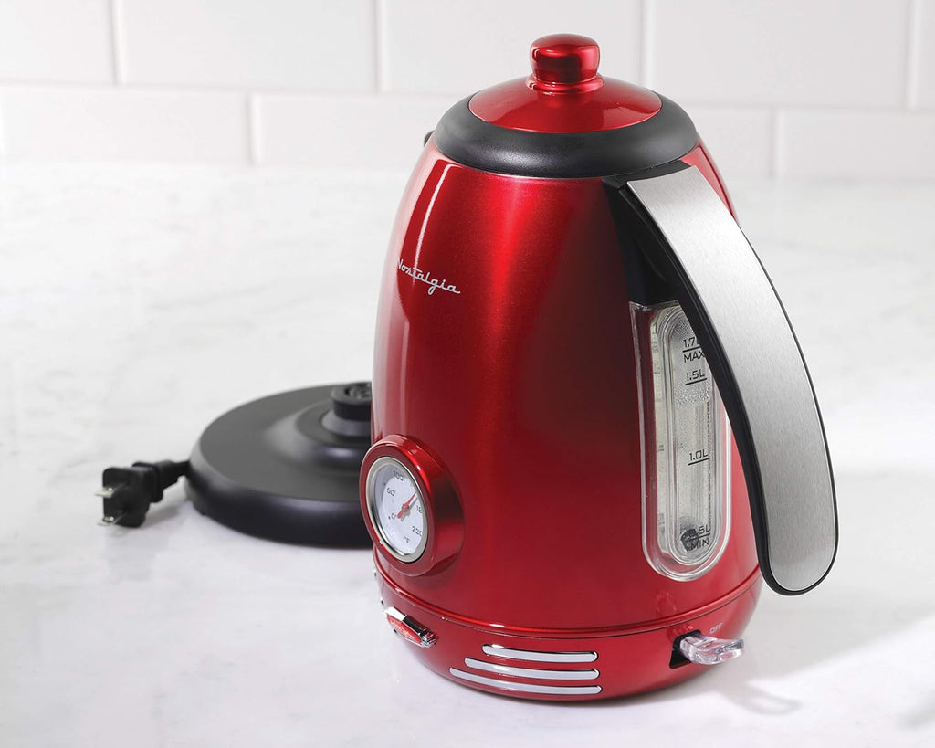 Retro Compact Countertop Microwave Oven - 0.7 Cu. Ft. - 700-Watts and Retro Stainless Steel Electric Tea And Water Kettle, 1.7 Liters Z9683