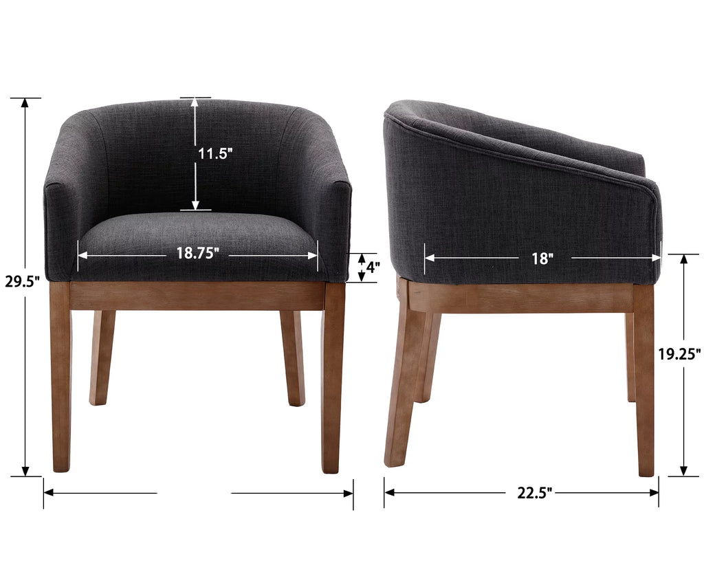 Charcoal Linen Upholstered Dining Chairs Set of 2 with Armrests V514