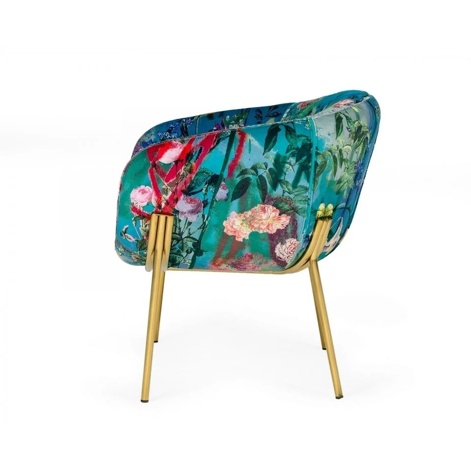Contemporary Floral Velvet Accent Chair Y7327