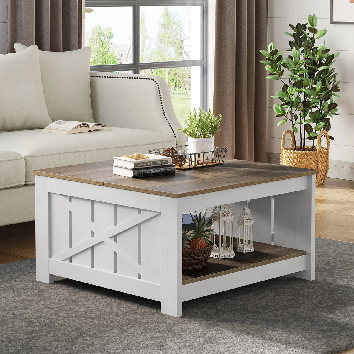 Square Wood Coffee Table with Storage C22068