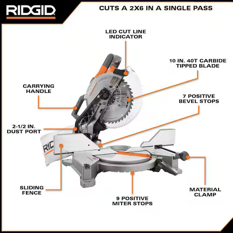 10 in. Corded Dual Bevel Miter Saw with LED Cut Line Indicator Z3809