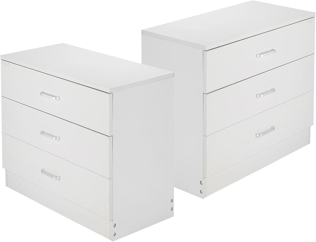 White Wooden Nightstand Set of 2 with Two Drawer A232