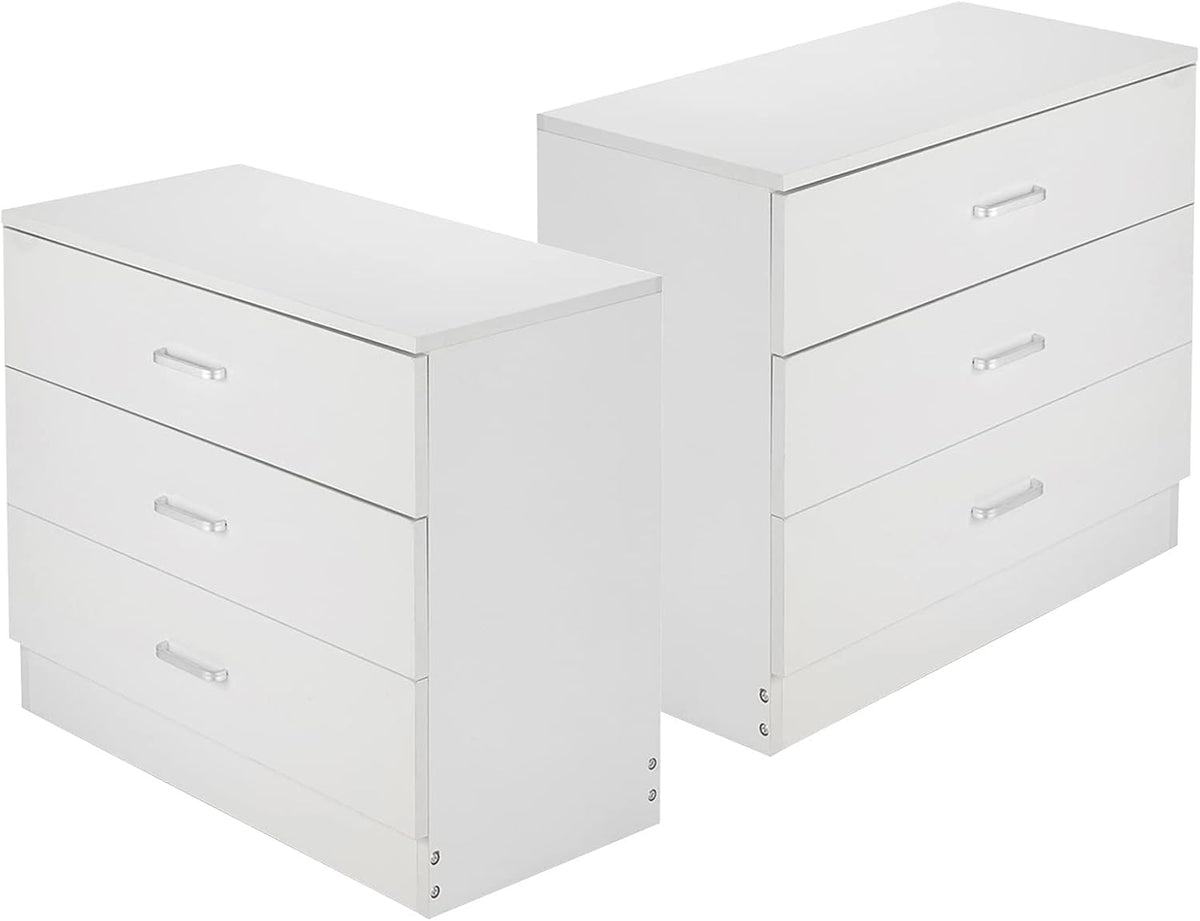 White Wooden Nightstand Set of 2 with Two Drawer A232