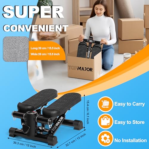 Adjustable Height Hydraulic Stepper with Resistance Bands & Non-Slip Mat Y8883
