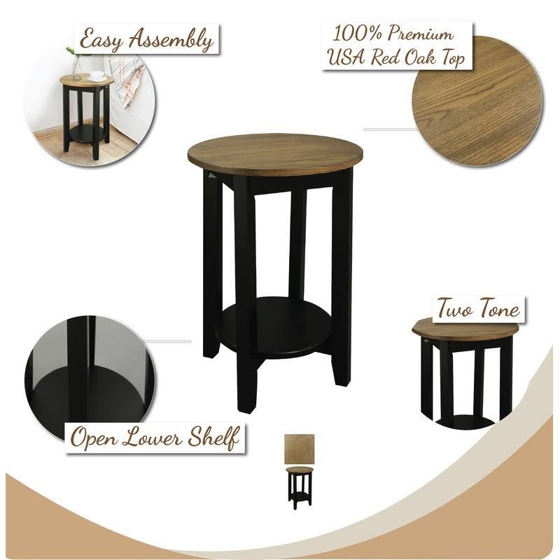 Round End Table with Solid Red Oak Top W190784