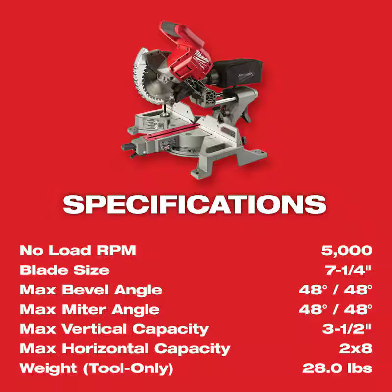 18V Lithium-Ion Brushless Cordless 7-1/4 in. Dual Bevel Sliding Compound Miter Saw S306432
