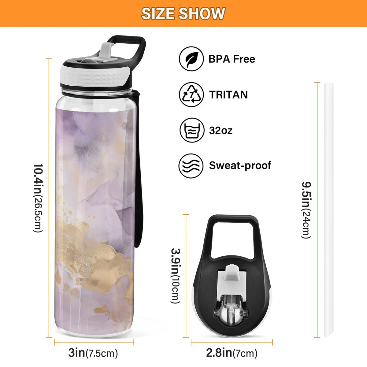 32oz Tritan Leakproof Water Bottle with Straw S327558