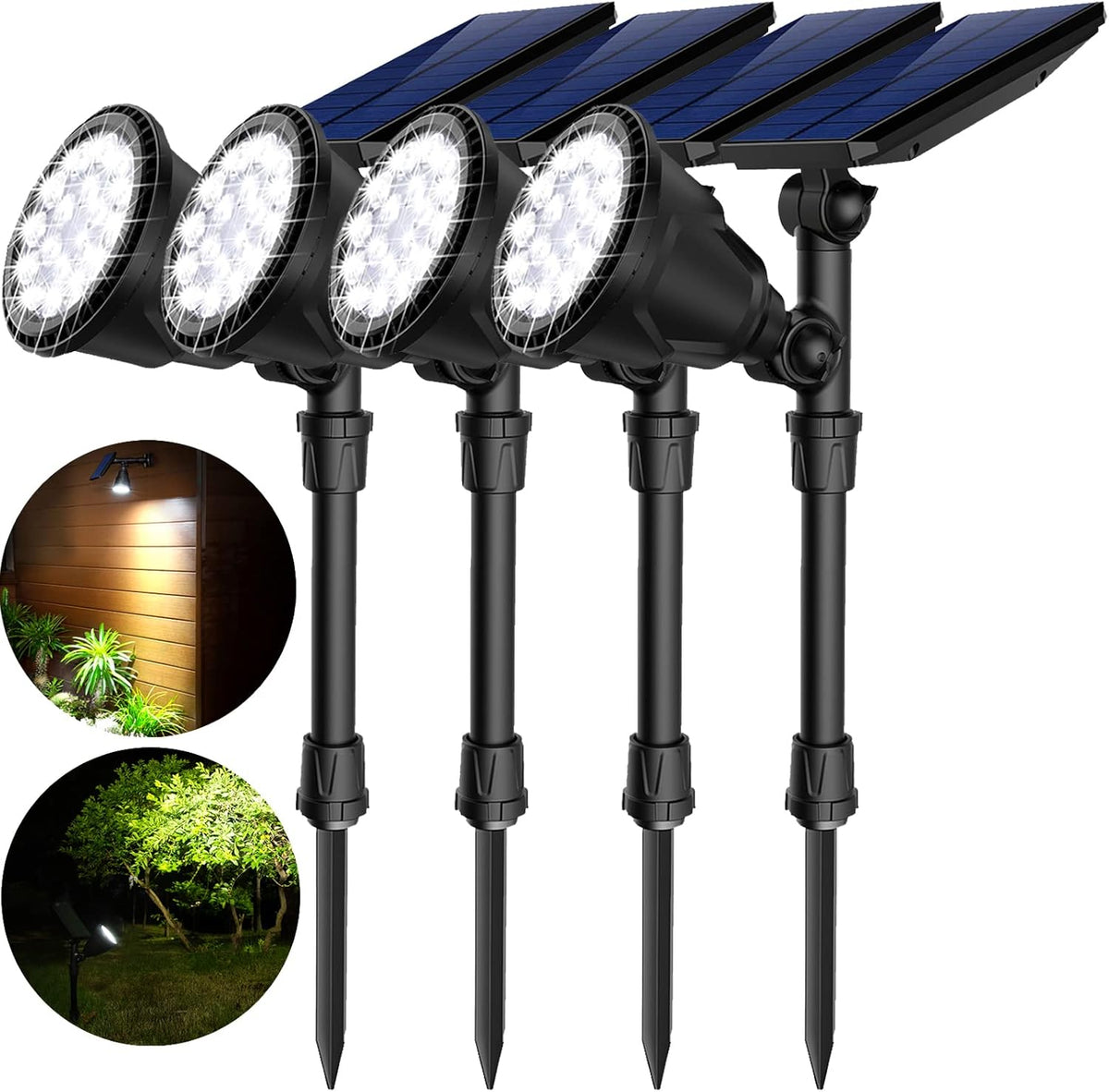 Waterproof 600 Lumen 18 LED Solar Spotlights Warm White 4 Pack J791815