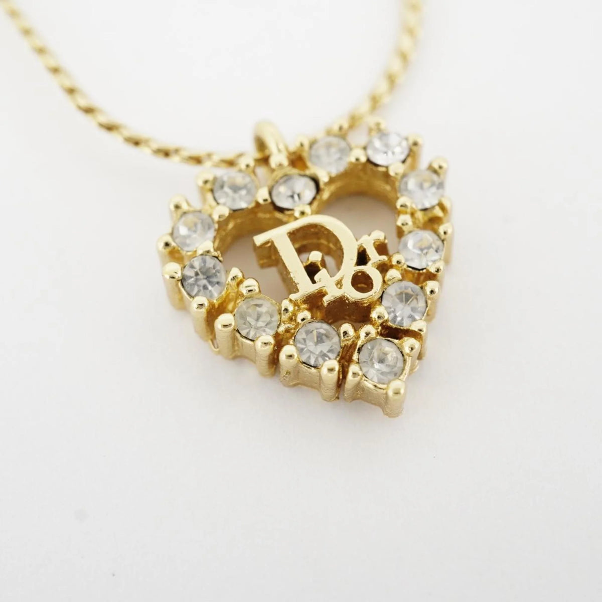 Gold Plated Rhinestone Heart Necklace M101365