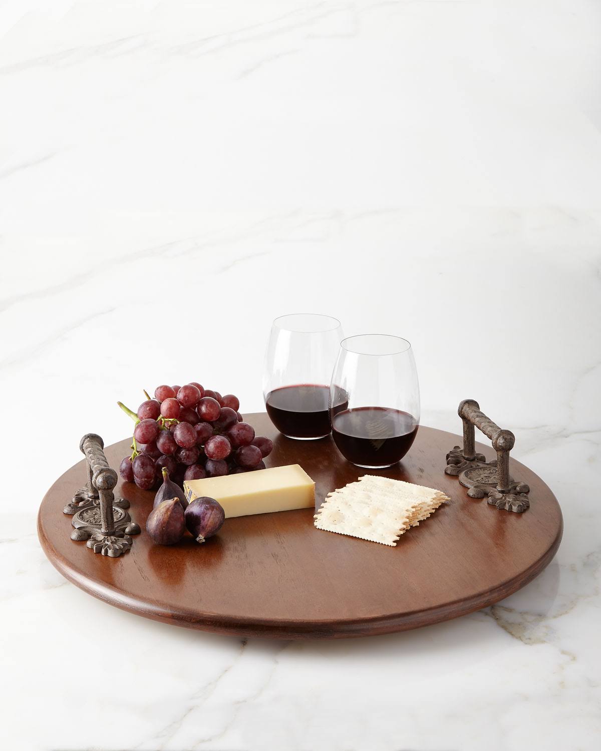 Wood Lazy Susan with Metal Handles N1034