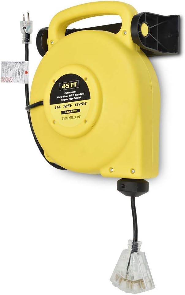 40 Ft 12/3 Retractable Extension Cord Reel with 3 Outlets L99985