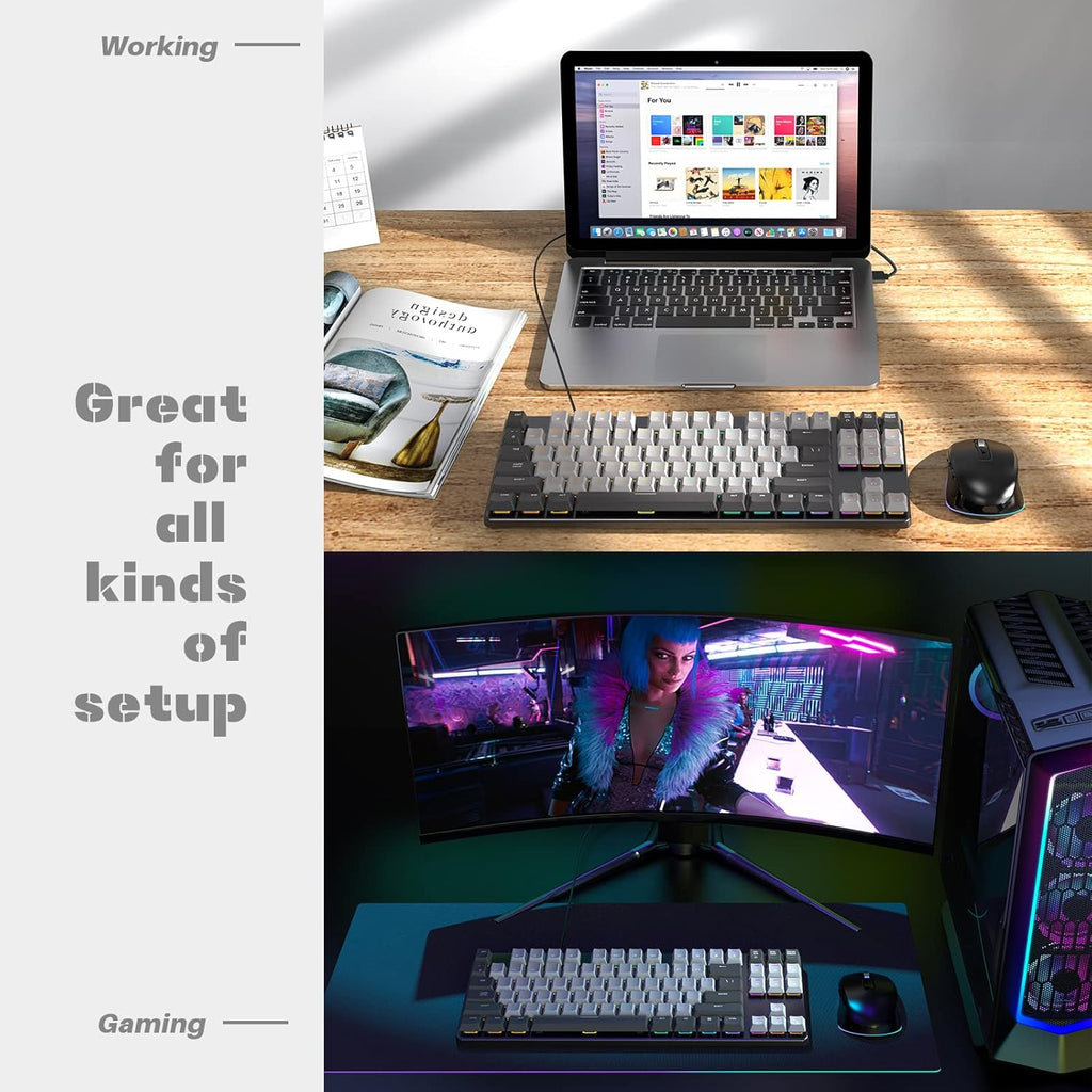 87 Keys RGB Mechanical Keyboard, Low Profile Aluminum TKL Hot-Swappable Ultra-Slim Y6820