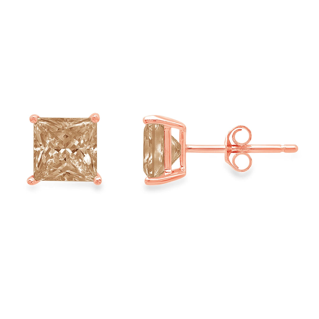 1.0 ct Princess Cut Solitaire Studs Earrings in 18K Rose Gold E299757
