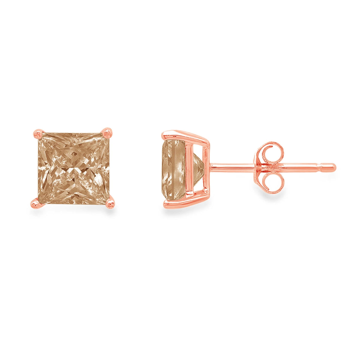 1.0 ct Princess Cut Solitaire Studs Earrings in 18K Rose Gold E299757
