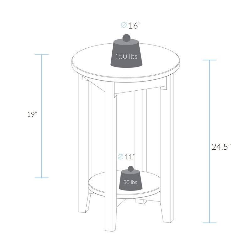Round End Table with Solid Red Oak Top W190784