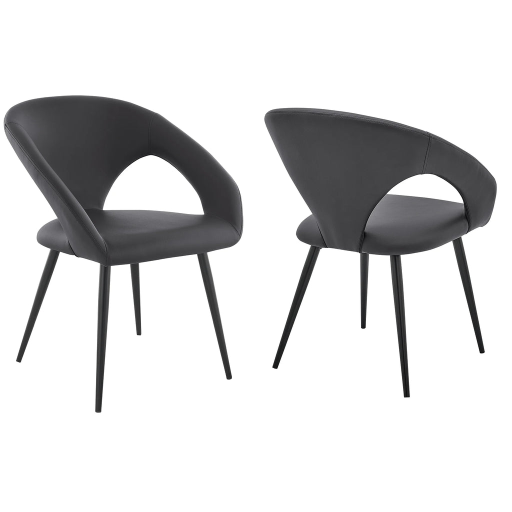 Gray/Black Metal Dining Chair Set of 2 L4344