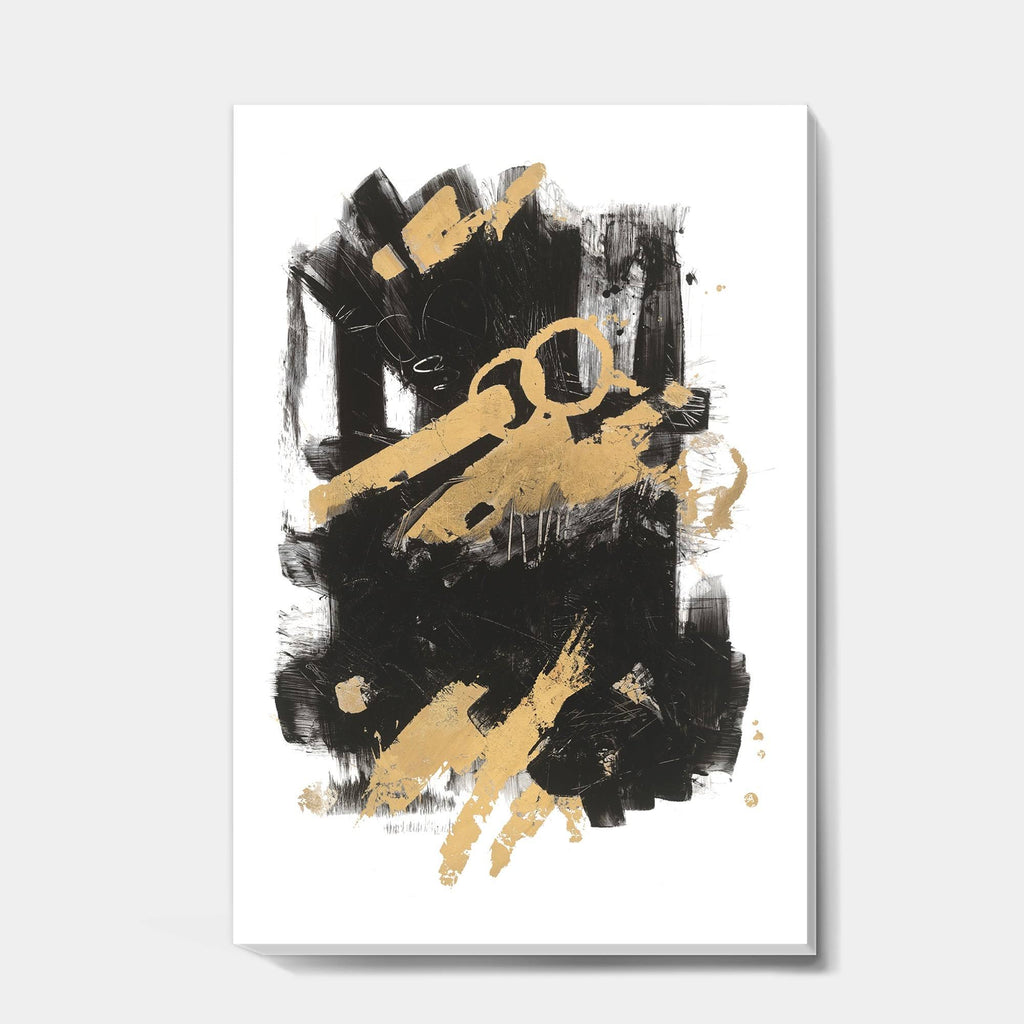 Gold and Black Modern Glam Canvas Artwork Print - 30 in. Wide x 40 in. High G562