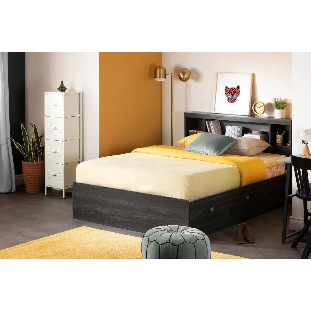 White Full Bookcase Headboard U918144