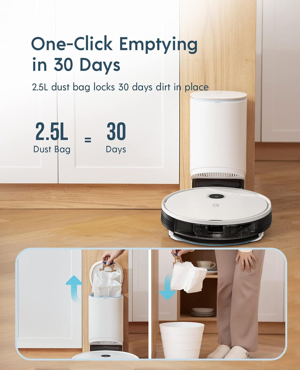 Robot Vacuum and Mop, Self-Emptying 3 in 1, 3000Pa Suction P5080