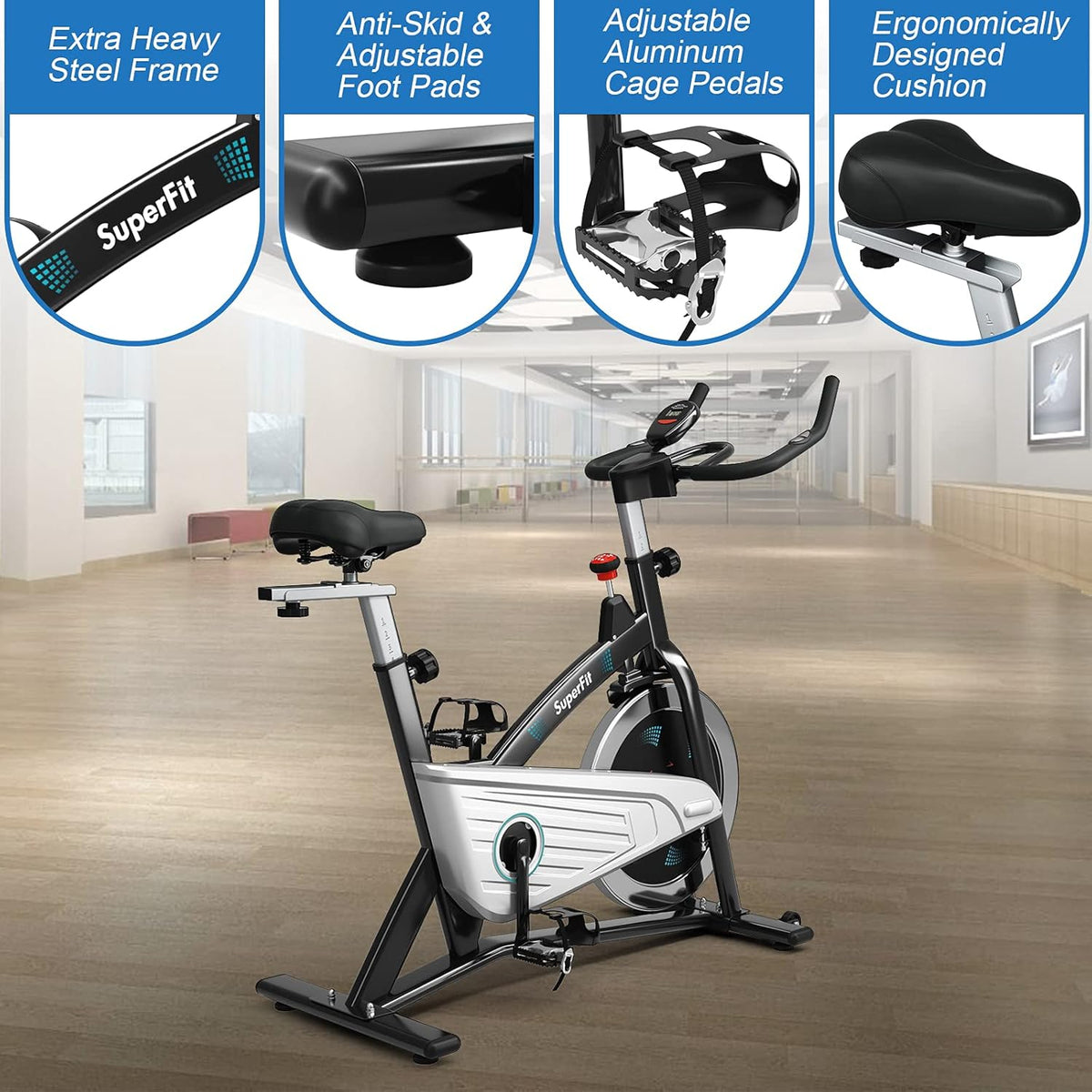 Magnetic Belt Drive Indoor Exercise Cycling Bike with LCD Monitor U5081