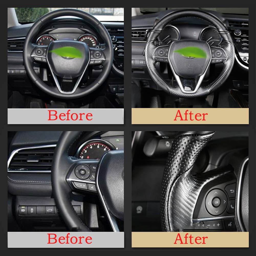 Matte Black Carbon Fiber & Nappa Leather Steering Wheel Cover J964