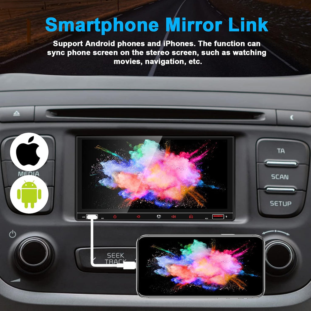 7 Inch Double Din Car Stereo with Touchscreen Bluetooth S8121