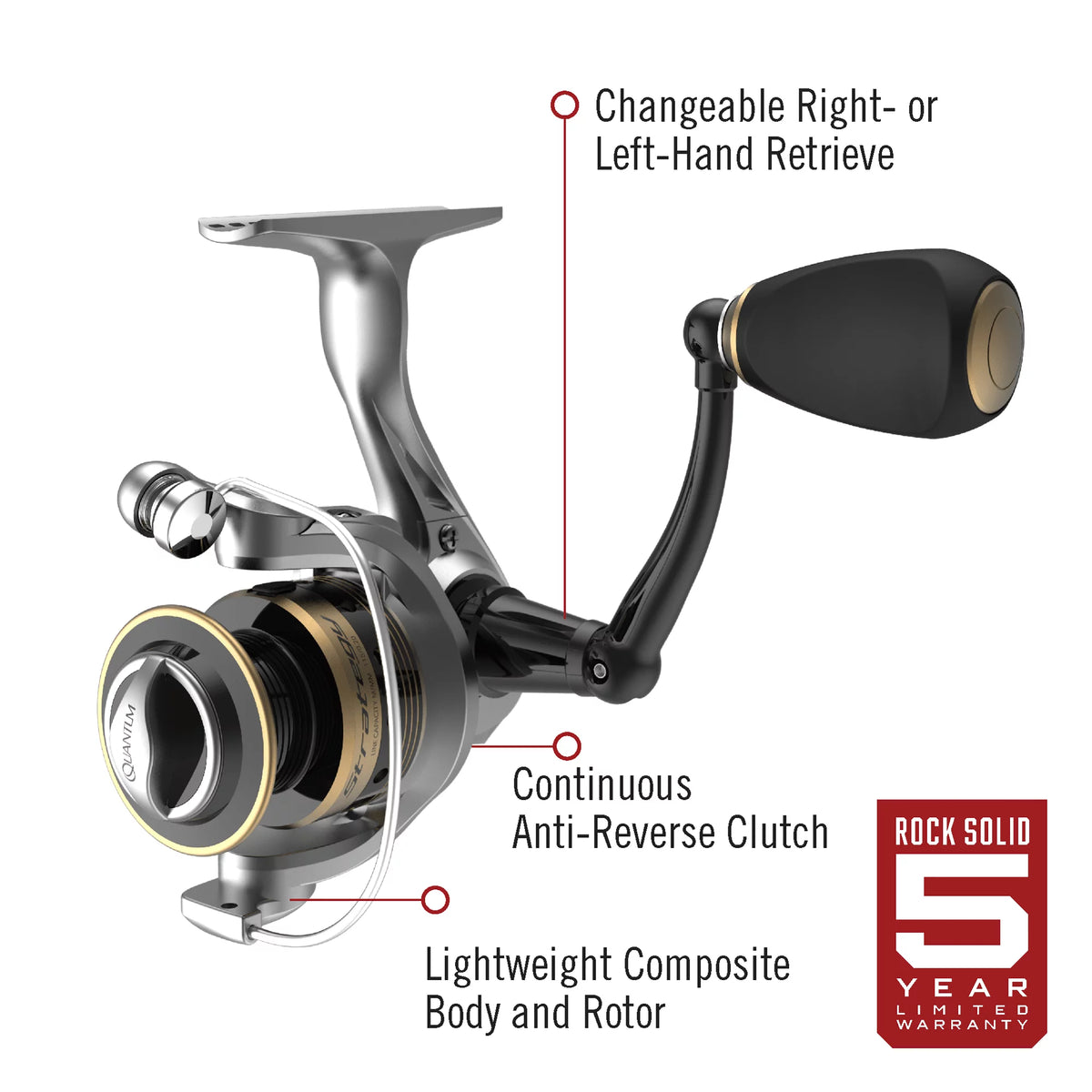 Size 20 Spinning Fishing Reel, 5.2:1 Gear Ratio, Silver/Gold T38501