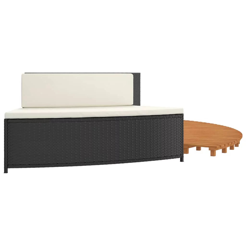 Black Poly Rattan and Solid Wood Acacia Spa Surround D28784