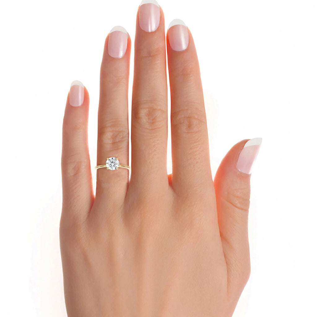 1 1/2 Carat Lab Grown Diamond Solitaire Engagement Ring in 14k Yellow Gold I5126