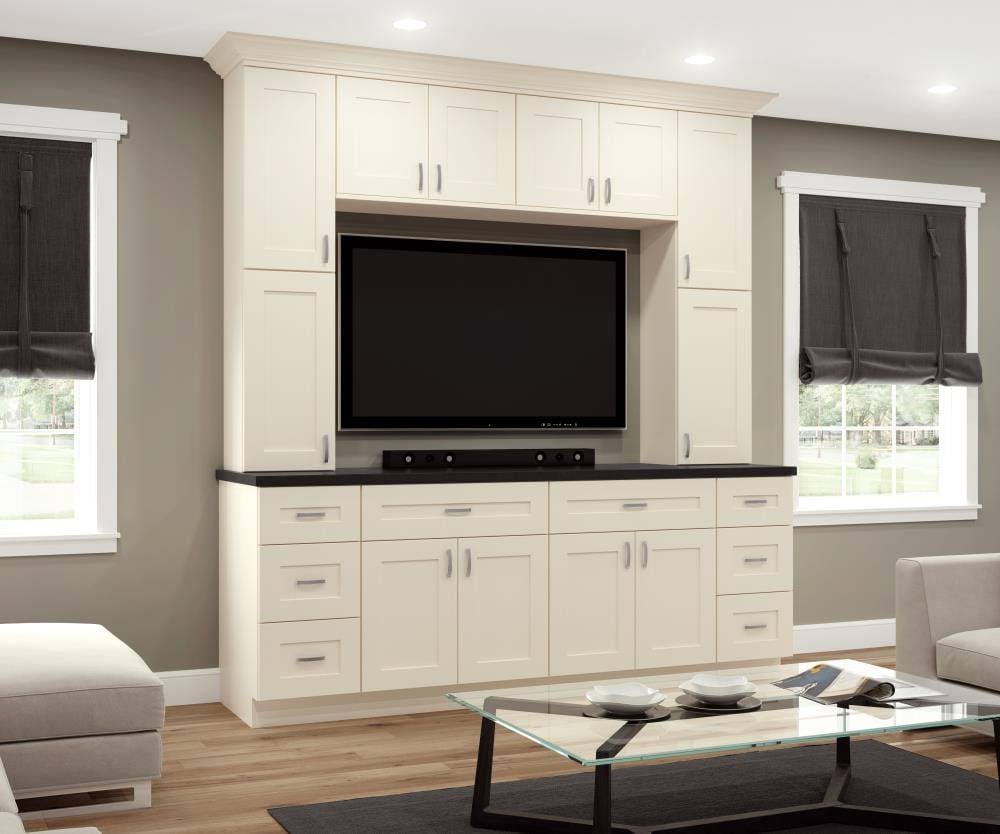 Cream Painted Plywood Corner Kitchen Cabinet Soft Close Right 24 in. P3896