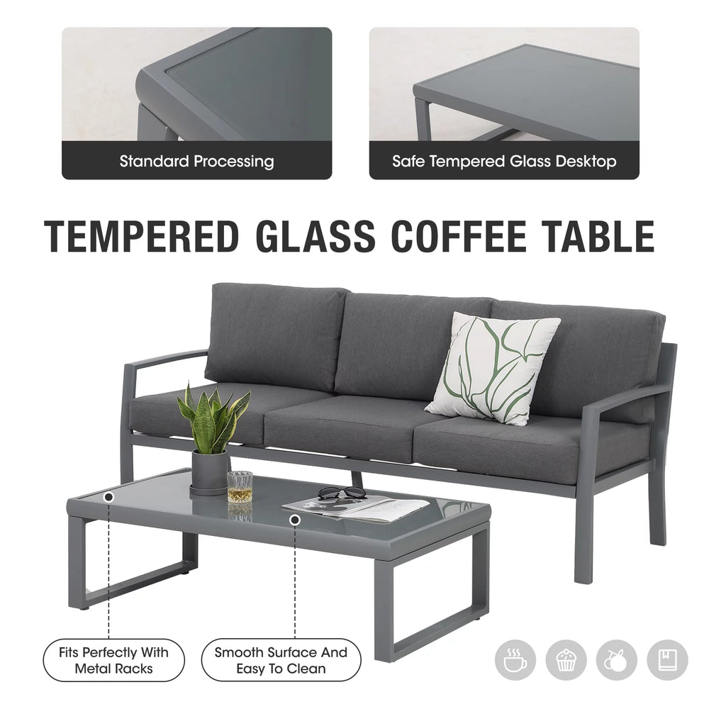 4 Piece Metal Patio Furniture Set with Cushions V230151
