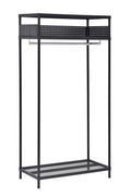 Black Wire Mesh Garment Rack with Ledge D542