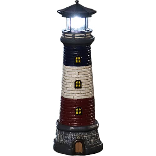 15" Tall Waterproof Resin Lighthouse Solar Light X52351