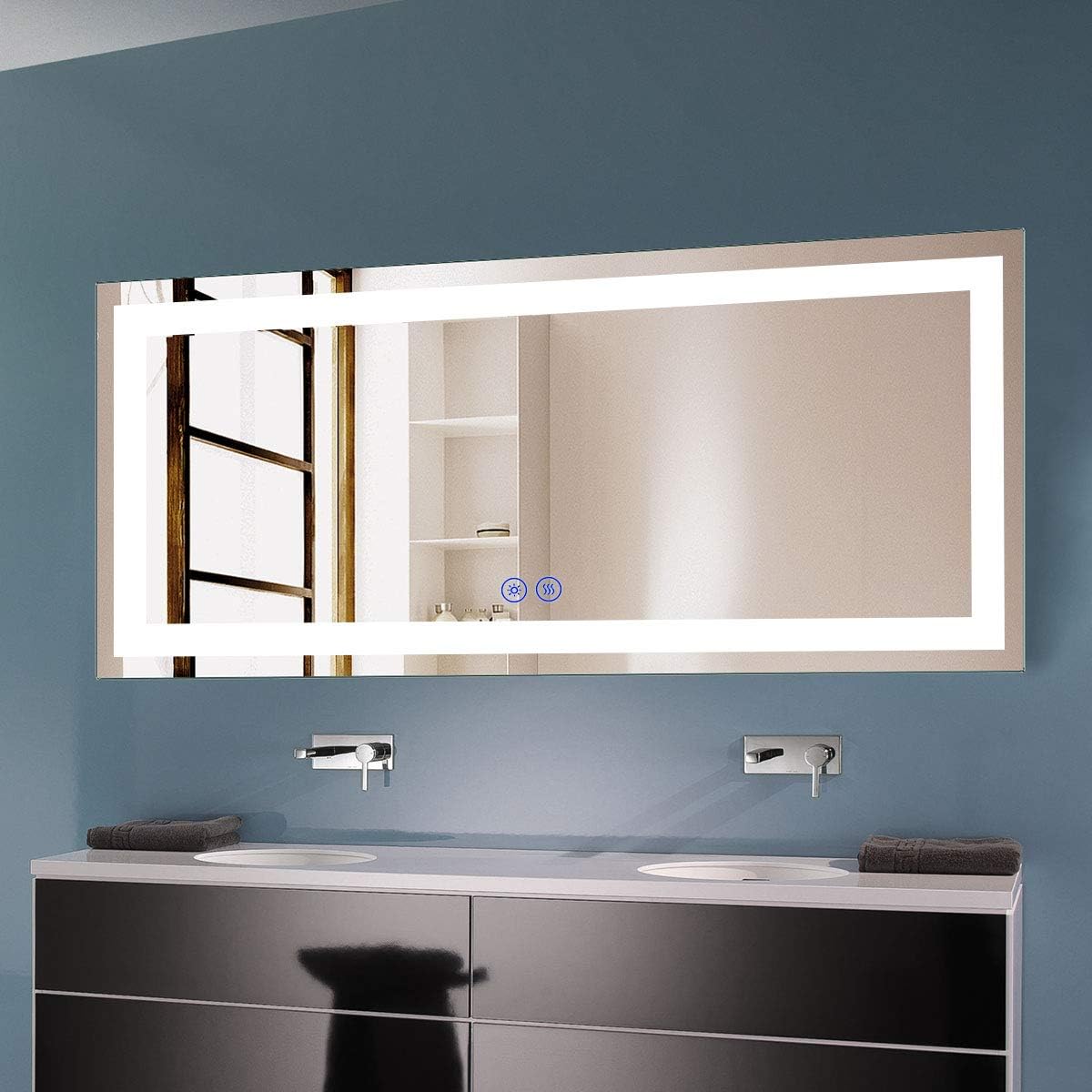 Dimmable LED Bathroom Mirror with Anti-Fog and Bluetooth Function T140309