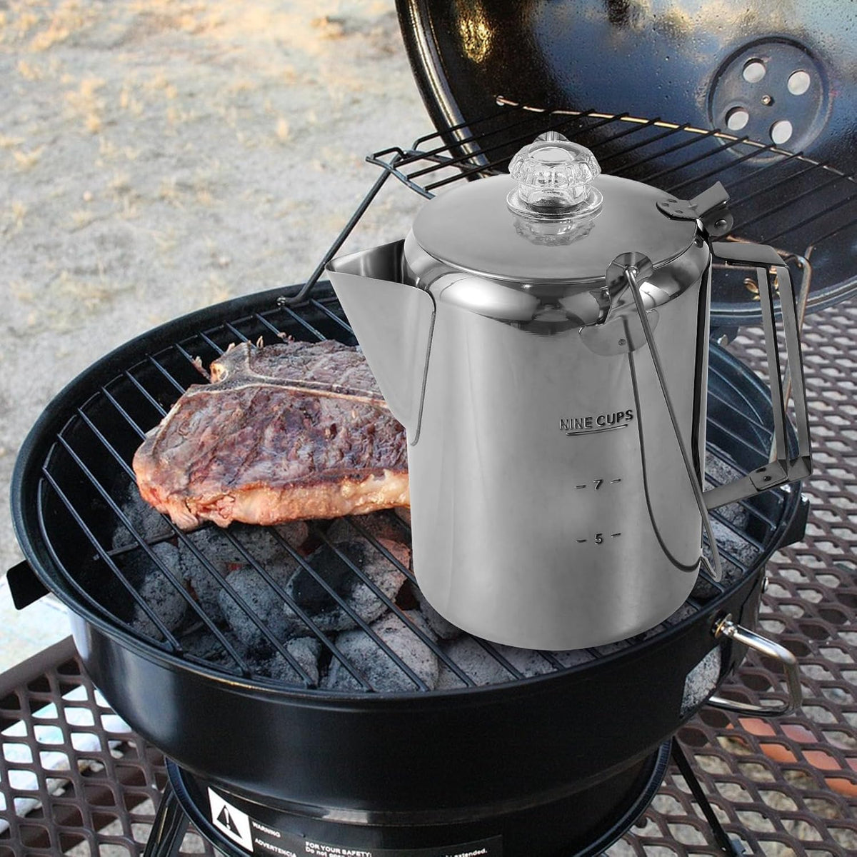 9 Cup Stainless Steel Camping Coffee Pot C67154