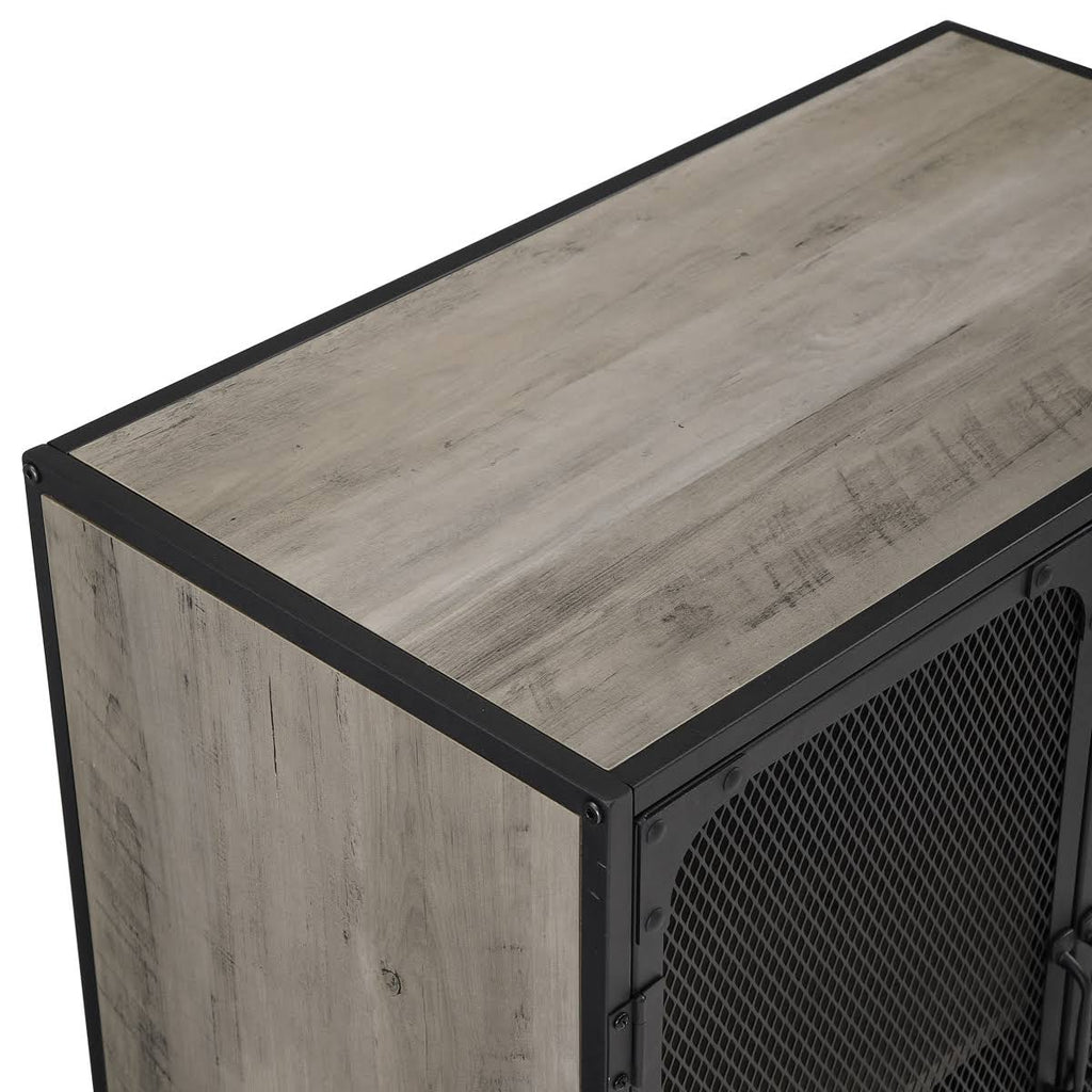Grey Wash Gray Industrial Accent Cabinet T655821