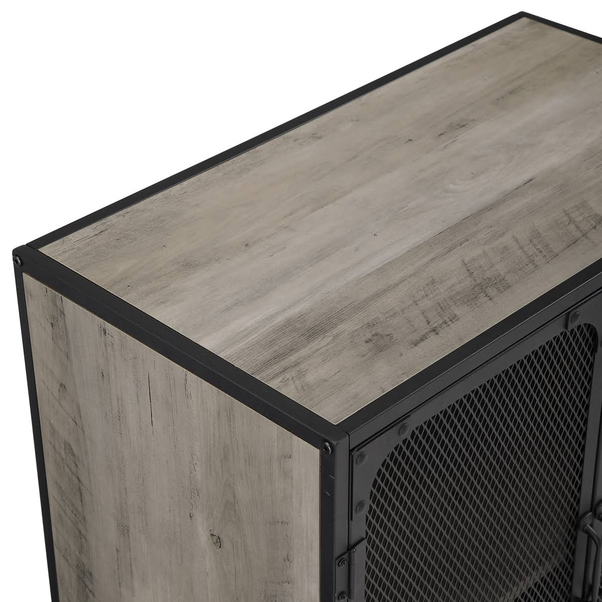 Grey Wash Gray Industrial Accent Cabinet T655821