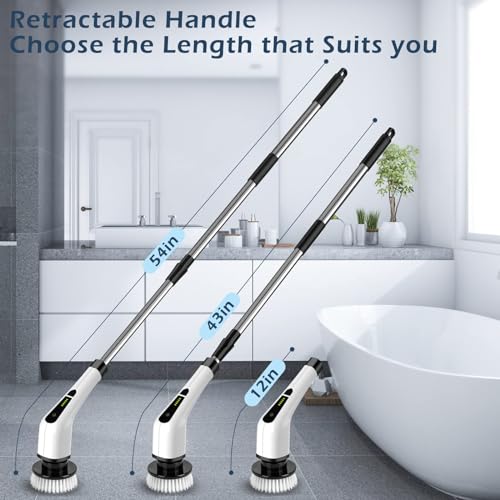 Cordless Electric Spin Scrubber with 8 Replaceable Brush Heads I2604