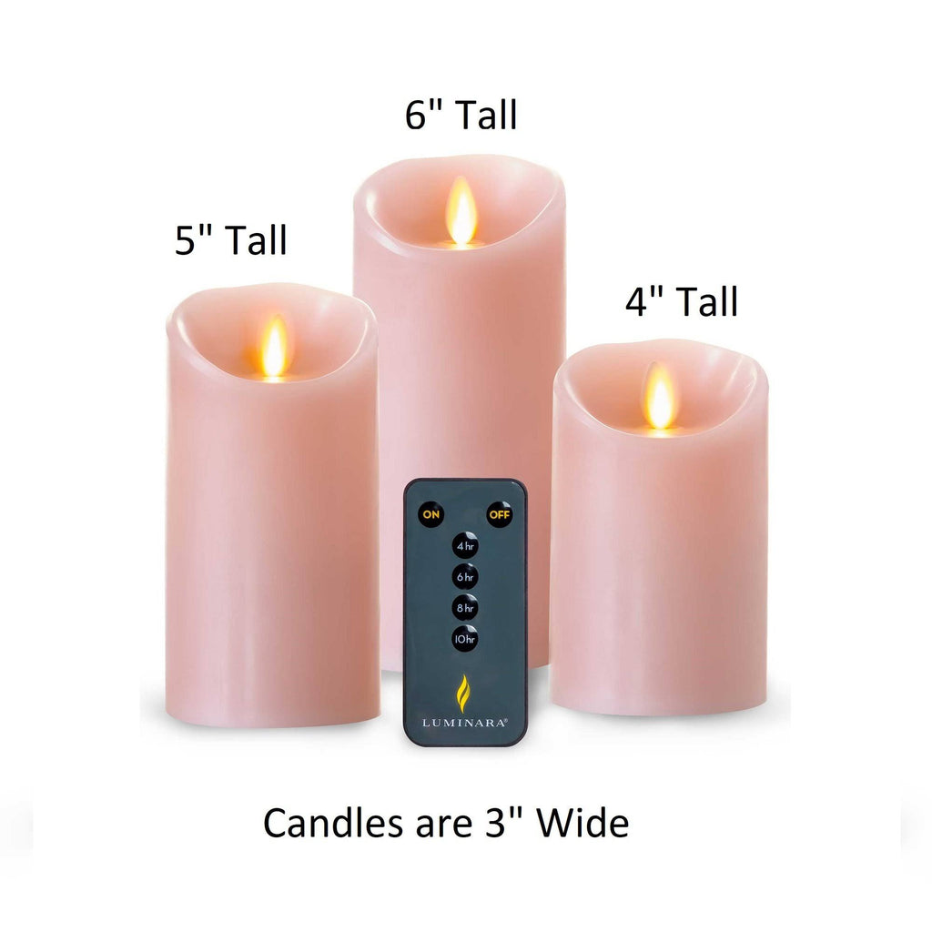 Set of 3 Flameless LED Pillar Candles with Remote Control Pink A8401