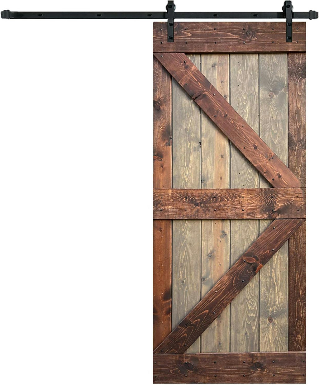 Knotty Pine Wood Interior Sliding Barn Door With Installation Hardware Kit V880