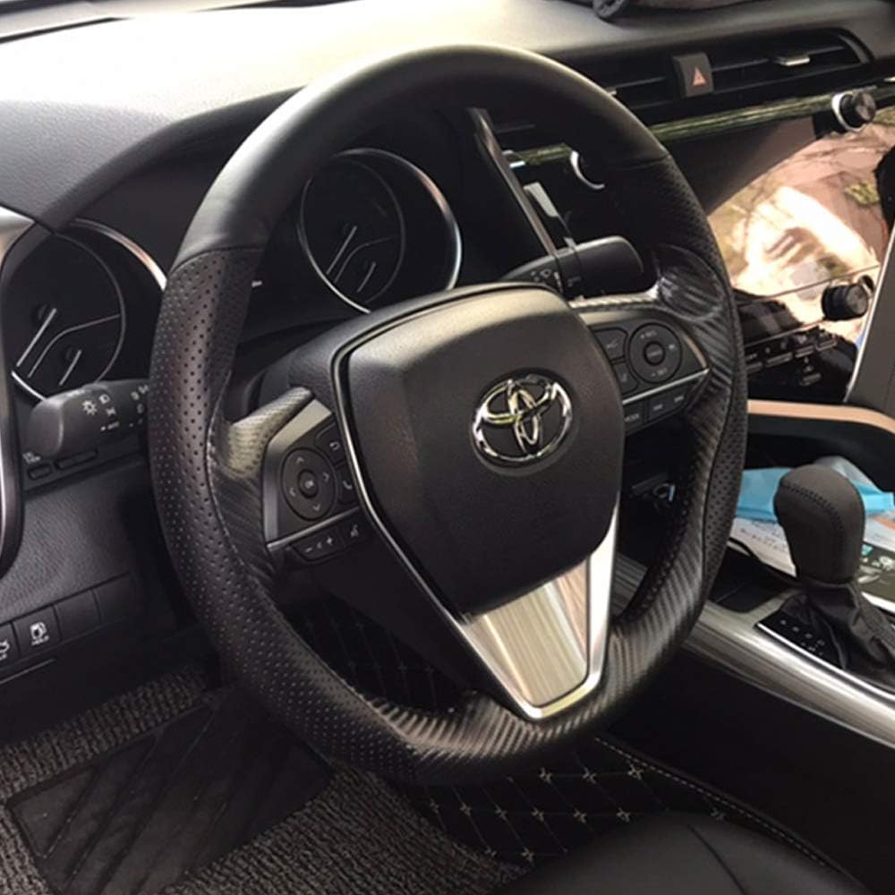 Matte Black Carbon Fiber & Nappa Leather Steering Wheel Cover J964