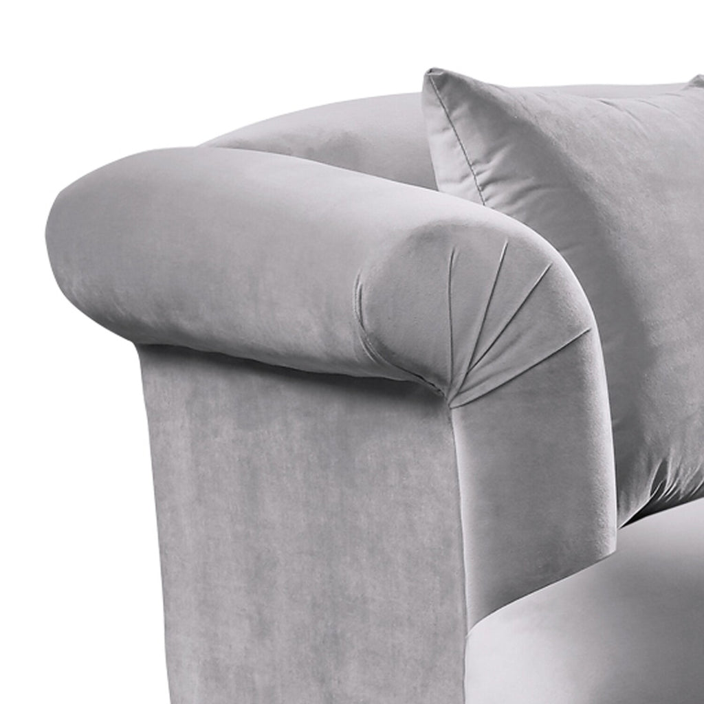 Gray Button Tufted Fabric Sofa with Acrylic Feet Y8194