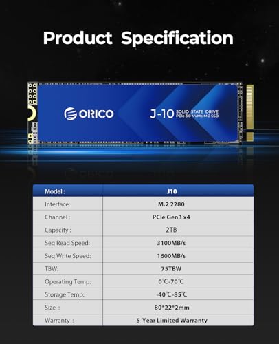 1TB M.2 NVMe PCIe Gen3x4 2280 Internal Solid State Drive O594