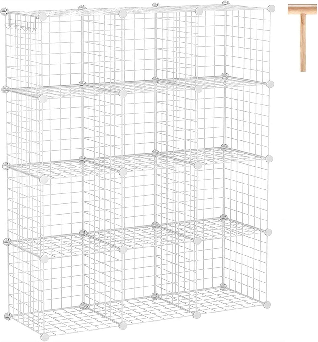 White 12-Cube Wire Cube Storage Organizer W547572