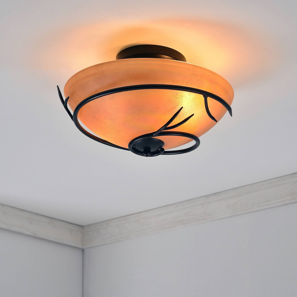 Blackened Bronze 2-Light Flush Mount V611