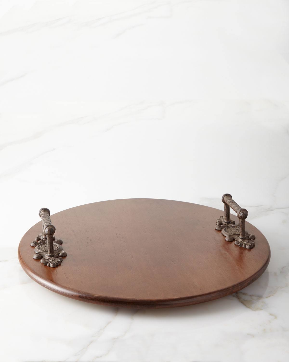 Wood Lazy Susan with Metal Handles N1034